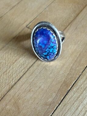 Handmade silver cocktail ring with Mojave Turquoise